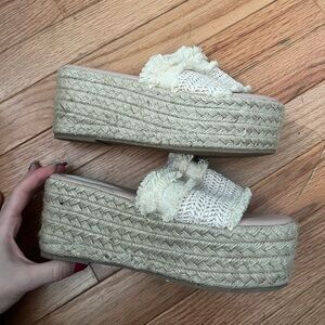 SOLD ‼️Woven Espadrille Platform Slide Sandals in Cream